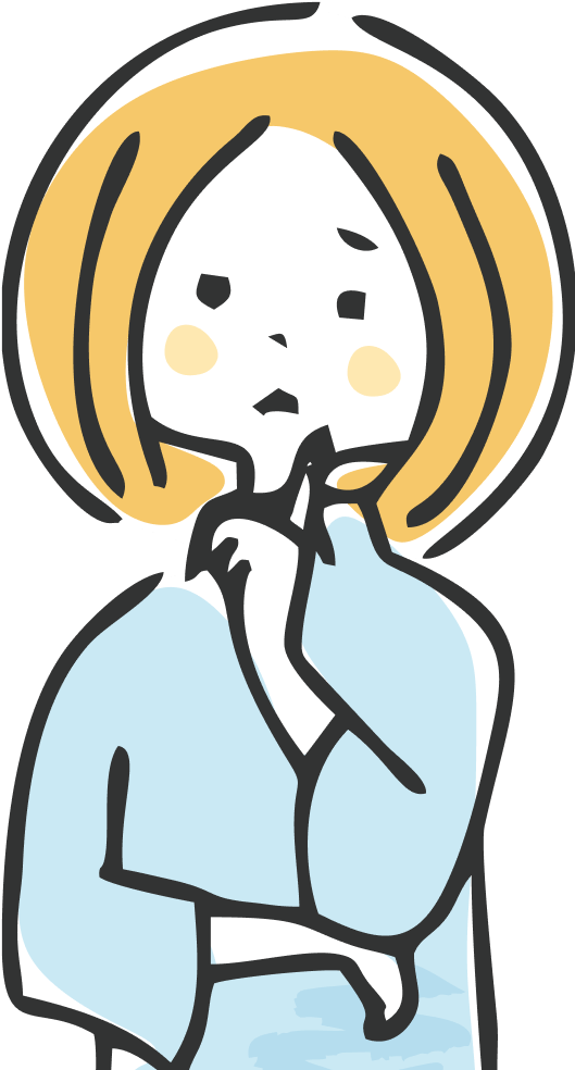 悩んでいる女性のイラスト